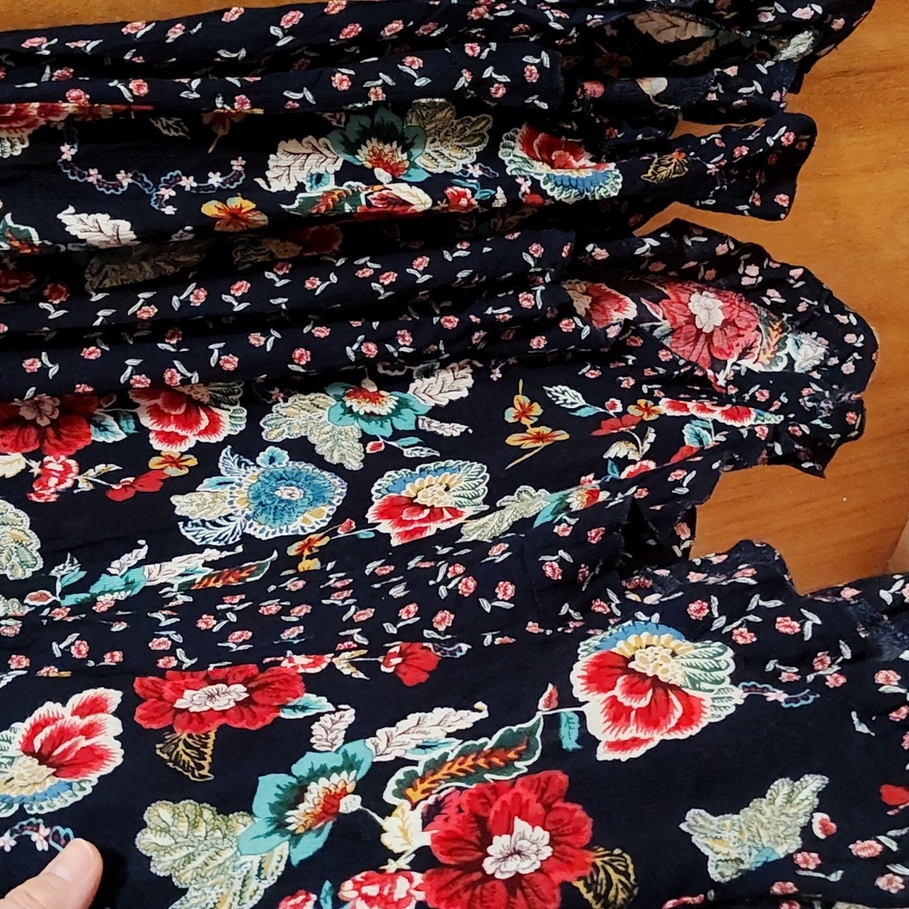 Bila Boho Sleeveless Fairycore Sundress Navy Mixed Floral Handkerchief Hem XXL - Picture 7 of 14